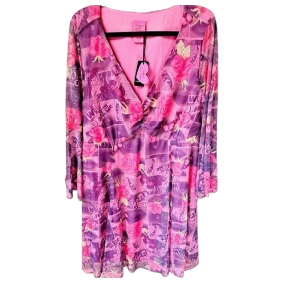 TORRID Betsey Johnson Floral Silky Soft Mini Bell Sleeve Sheerdress Plus Size 1X - Picture 16 of 17